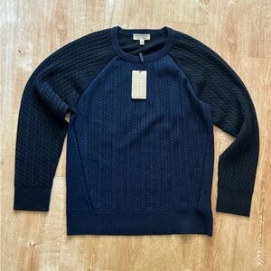 Burberry Blue and Black Cashmere Crewneck Sweater